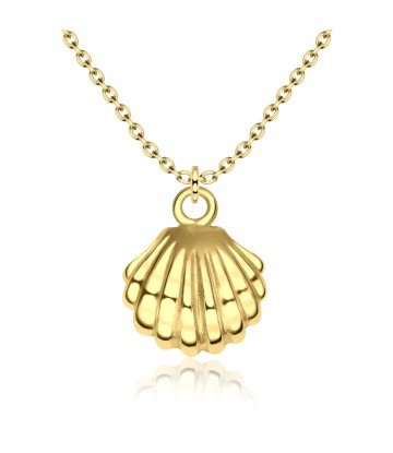 Shiny Shell Designed Gold Plated Silver Necklace SPE-3686-GP